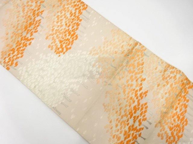 JAPANESE KIMONO / ANTIQUE FUKURO OBI / SILK / WOVEN TREE